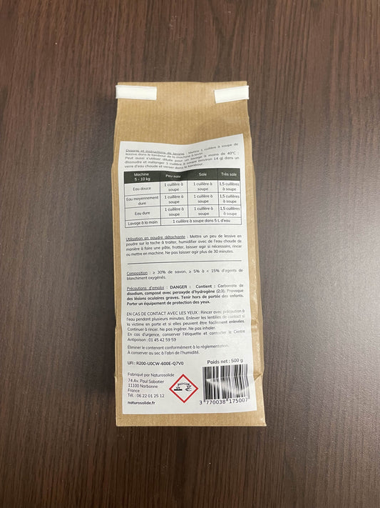 Lessive en poudre naturelle - étiquette derrière